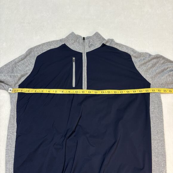 Footjoy FJ Tech Sweater Merino Wool Stretch Windproof Nylon Size L Gray/Navy - Picture 11 of 13